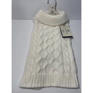 Bee & Willow Home Cable Knit Dog Sweater - Large NWT Off White Color